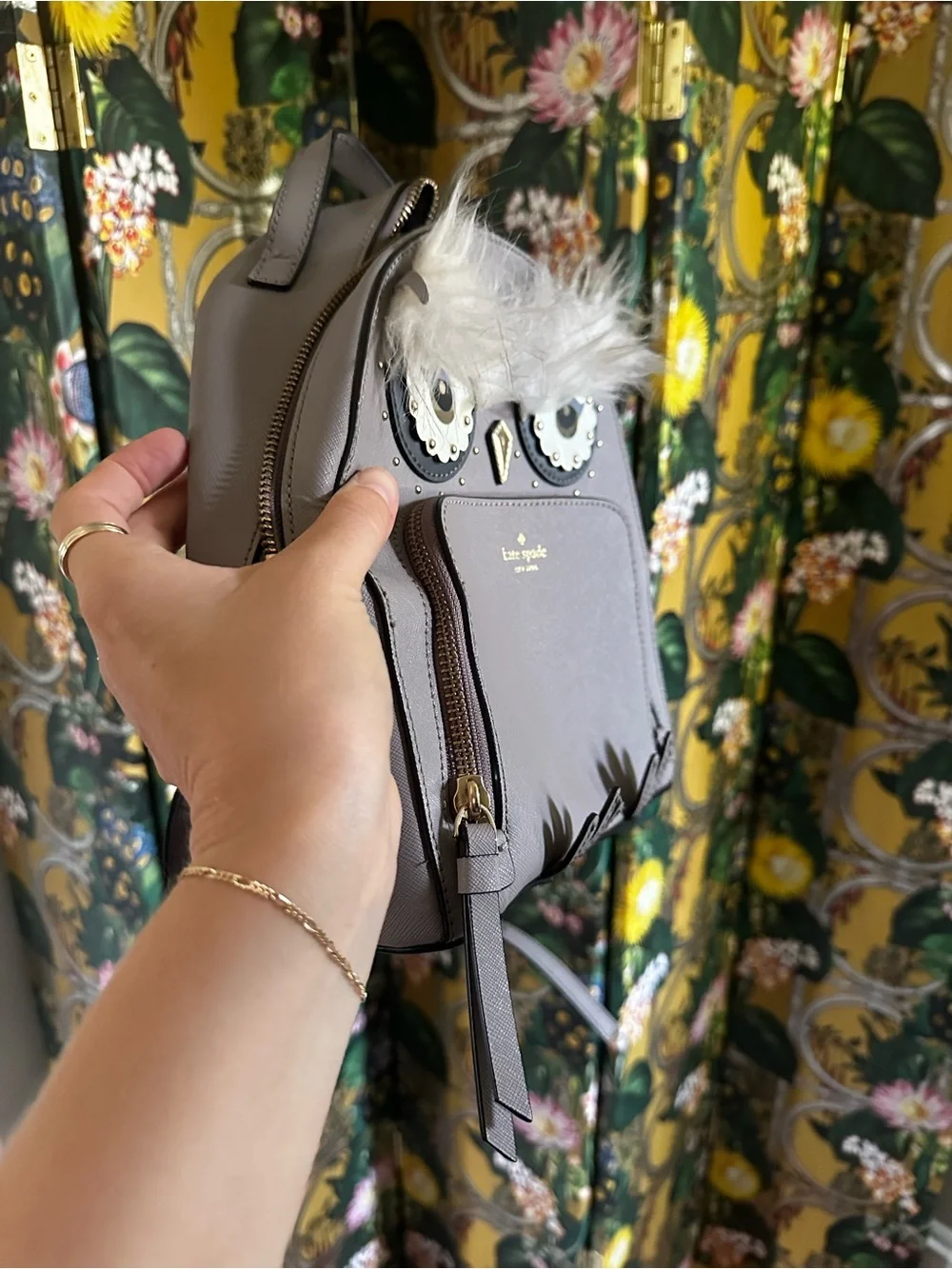 Kate Spade Star Bright Owl Backpack Gray Purse Collectors Rare